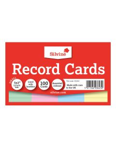 Record 5 x 3" 100 Cards - Pack of 100