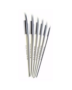 White Synthetic Sable Brushes - Round - Assorted - Pack of 6