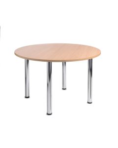 Turin Round Table With Chrome Legs - White