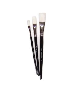 White Synthetic Sable Brushes - Flat - Size 10 (1/2") - Pack of 10