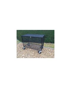Lockable Mesh Trolley with Outdoor Wheels - Black