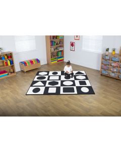Black And White Geometric Rug 2m x 2m