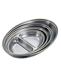 Stainless Steel Oval Divided Serving Dish - 350mm