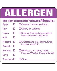 Allergen Removable Labels 2 x 2"