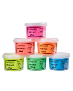 Classmates Finger Paints - 500ml - Fluorescent Colours - Pack of 6