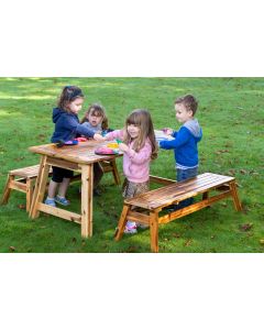 Outdoor Wooden Table Bench Set