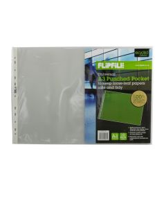 Plastic Punched Pockets A3 Landscape - Pack of 10