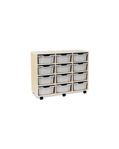 Pebble 12 Deep Tray Unit White With Grey Drawers