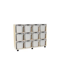 Pebble 12 Jumbo Tray Unit White With Grey Drawers