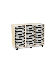 Pebble 24 Shallow Tray Unit White with Grey Drawers