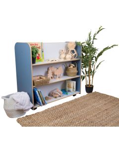 Mobile Double Bookcase - Grey Steel Blue