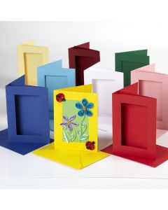 Rectangular Cut Greetings Cards Assortment. Pack of 45