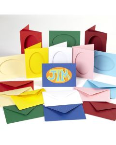 Oval Cut Greetings Cards Assortment. Pack of 45