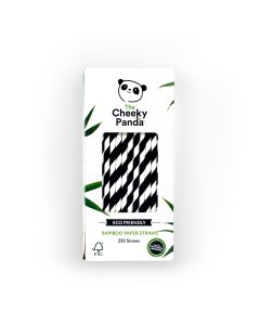 The Cheeky Panda Bamboo Straws - Black Stripe - Pack of 250