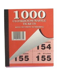Silvine Cloakroom Ticket 1-1000 - Pack of 6