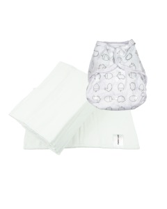 Size 2 Cover - Woodland with 6pk White Muslin Prefolds Size 3