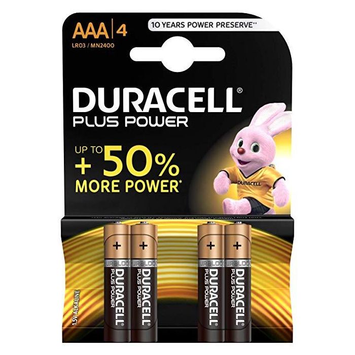 AAA Duracell Plus Batteries - Pack of 4