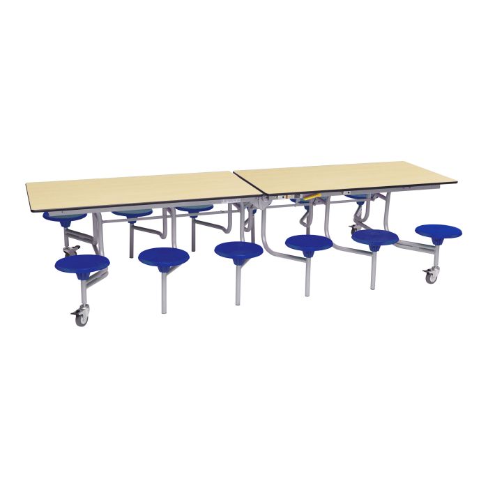 Primary Rectangular 12 Seater Tables -  Maple Top/Blue Seat