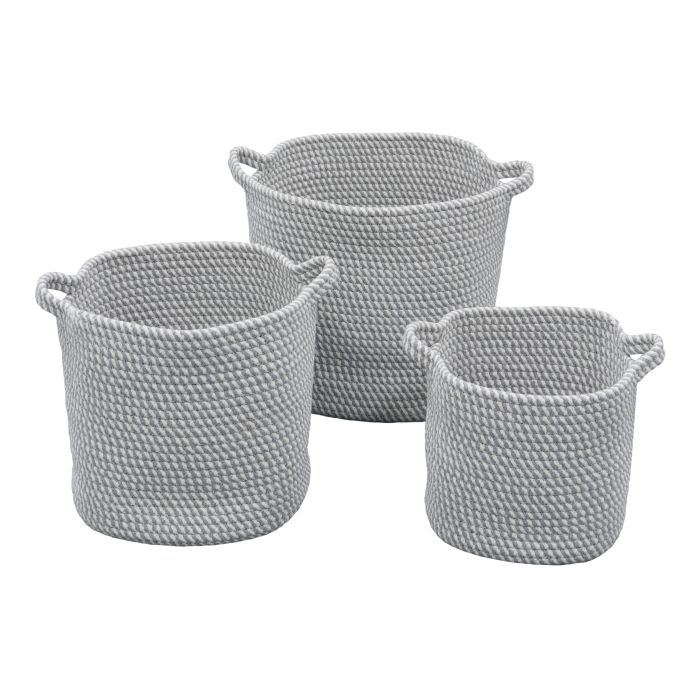 Edison Round Cotton Rope Storage Baskets - Set of 3
