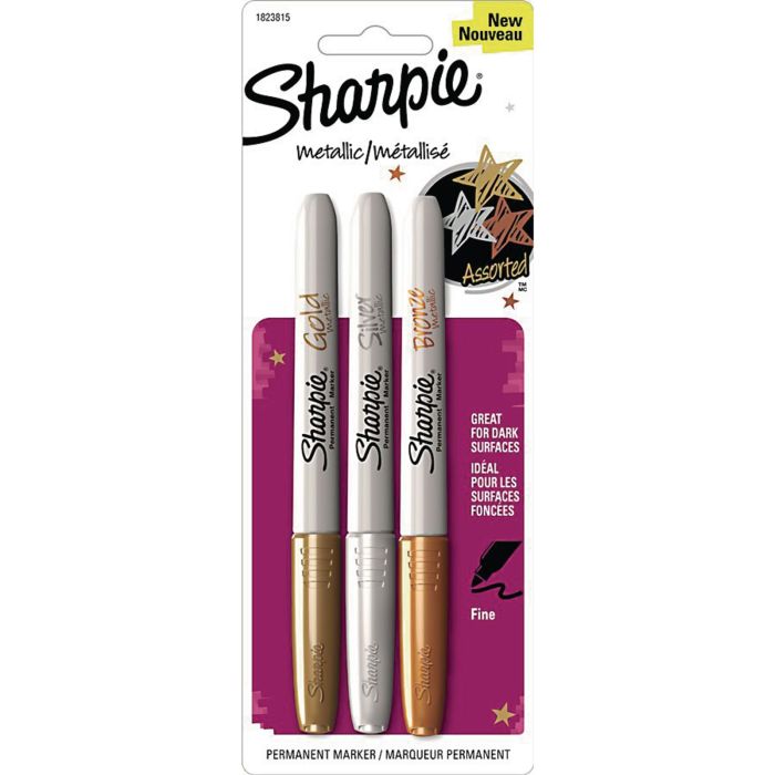 Sharpie Permanent Marker Metallic Fine Tip - Pack of 3