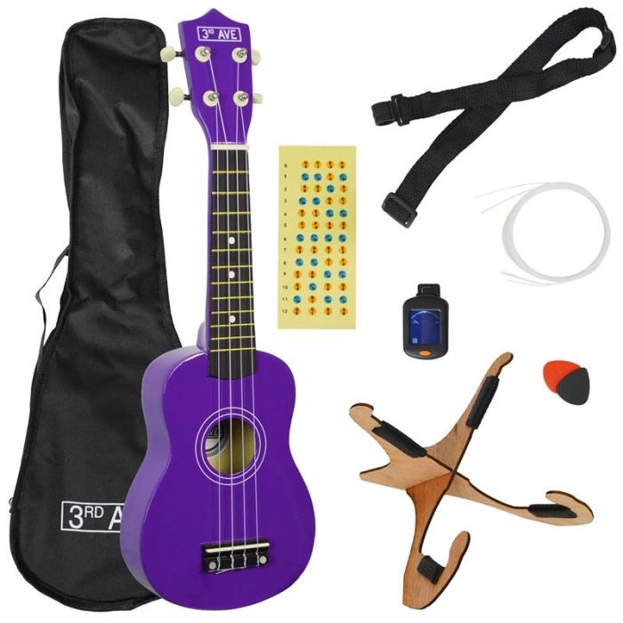 3rd Avenue Soprano Ukulele Pack - Purple