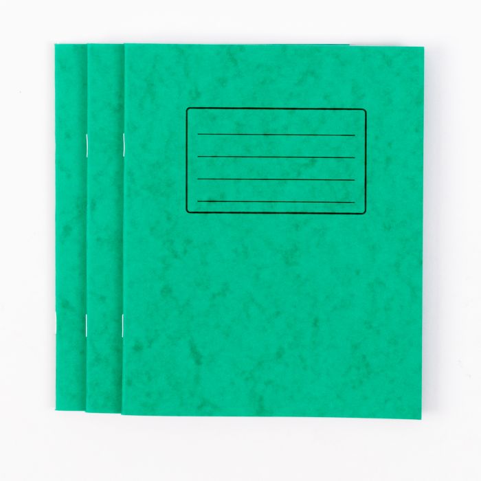 8" x 6.5" Exercise Book 48 Page- 7mm Squared- Green- Pk 100