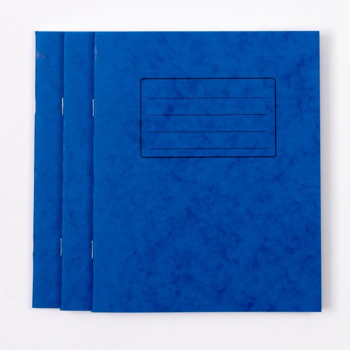 8" x 6.5" Exercise Book 64- 8mm Ruled/Margin- Blue - Pk 100