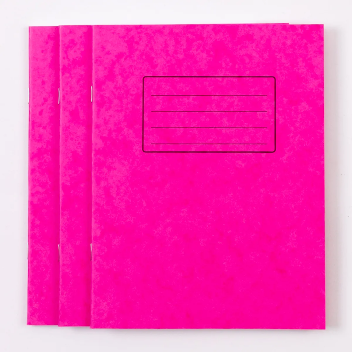 8" x 6.5" Exercise Book 48 Page- 8mm Ruled- Pink - Pk100