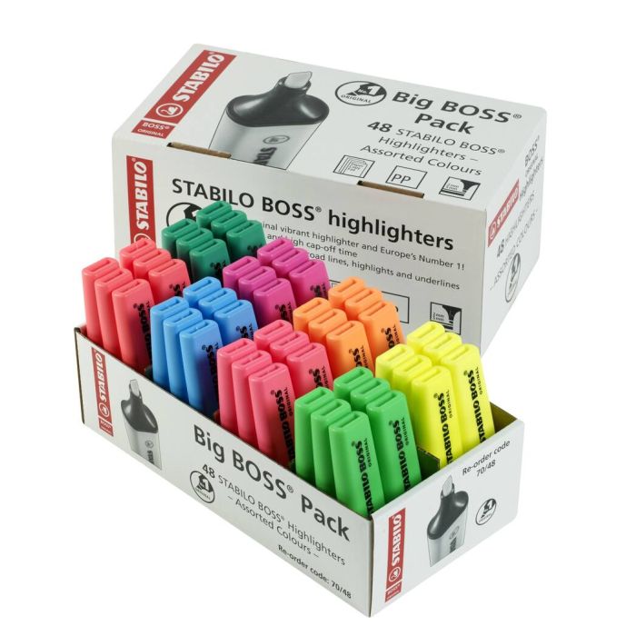 Stabilo Big Boss Highlighters Assorted - Pack of 48