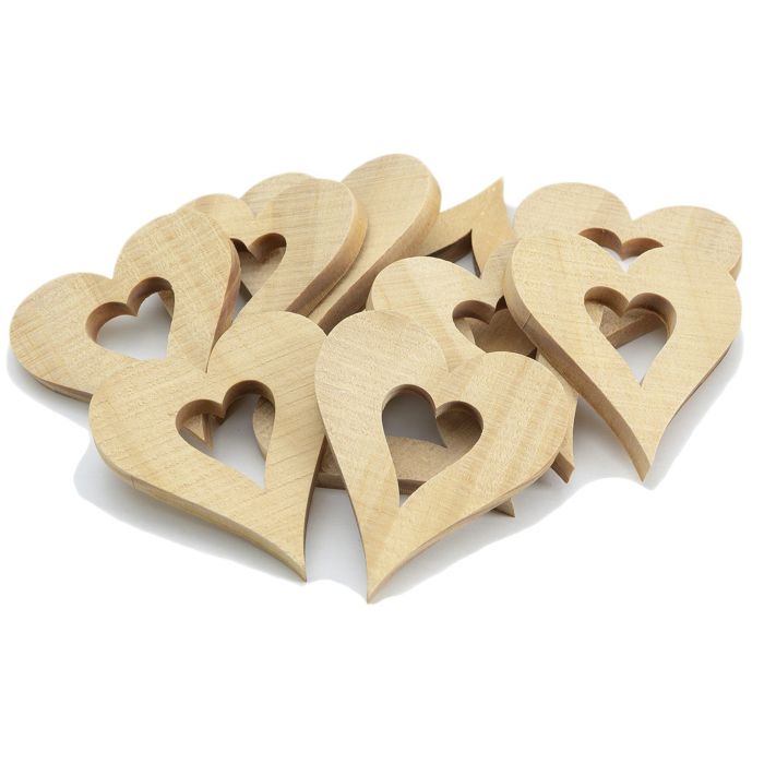Wooden Heart Embellishments - Pack of 20