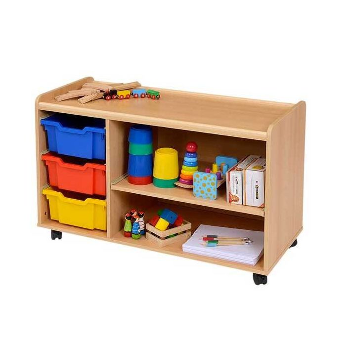Solid Beech 3 Deep Coloured Tray/Shelf Storage Unit