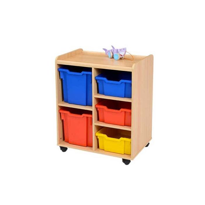 Solid Beech 4 Jumbo Coloured Tray Storage Unit