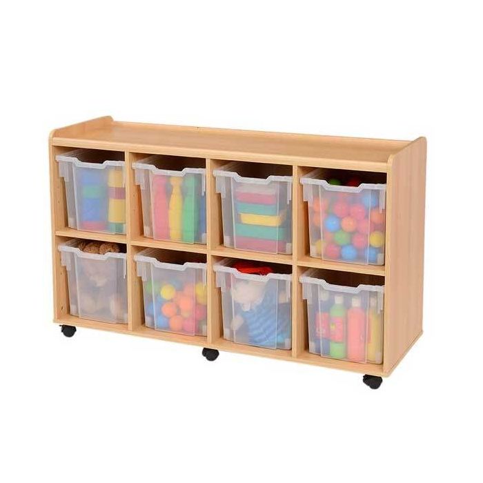 Solid Beech 8 Jumbo Clear Tray Storage Unit
