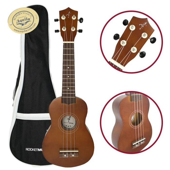 A-Star Rocket Series Soprano Ukulele With Bag - Natural