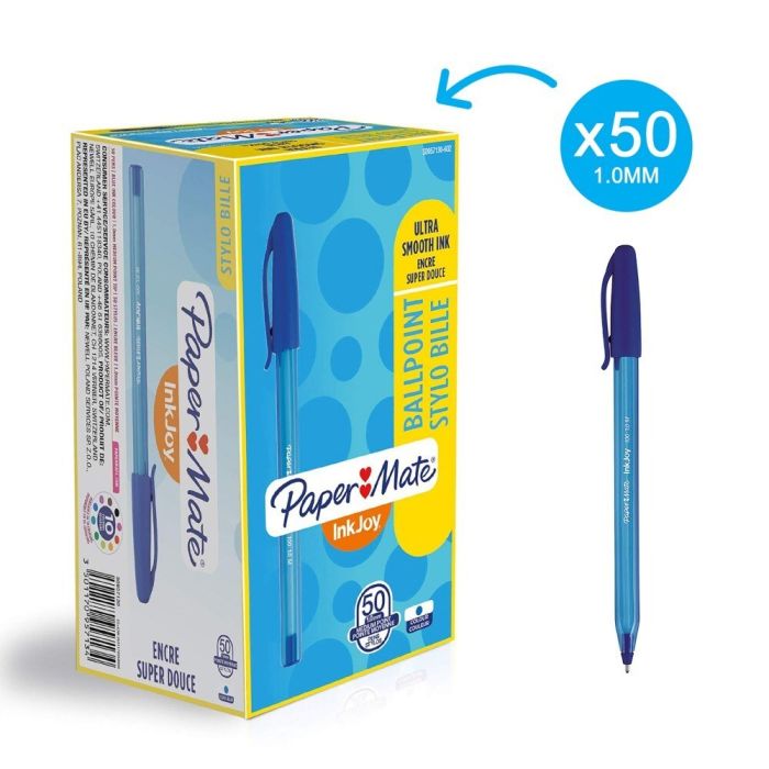 Paper Mate Inkjoy 100 Capped Medium - Blue - Pack of 50