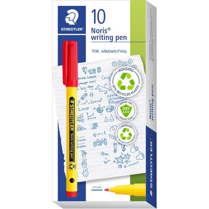 STAEDTLER Noris Handwriting Pen - Red - Pack of 10