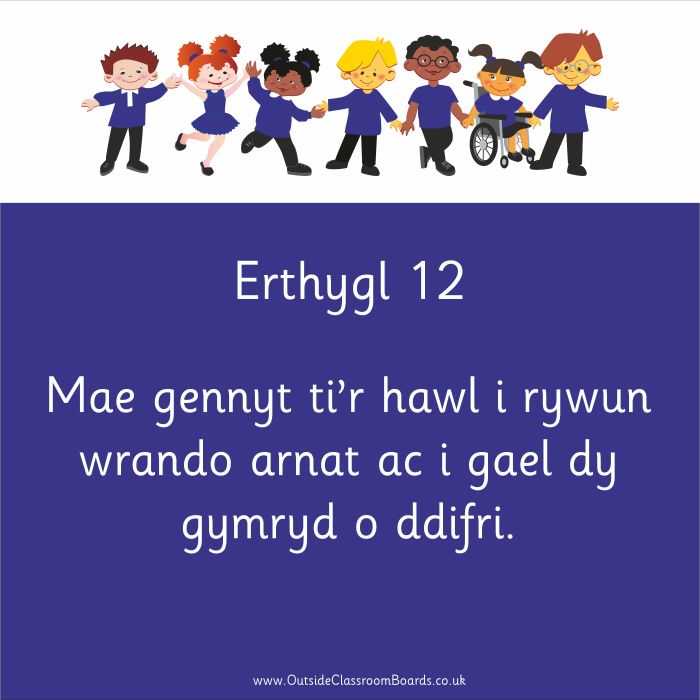 Children's Rights - Article 12 Indoor and Outdoor Sign - Royal Blue - Welsh