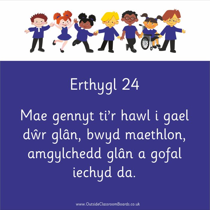 Children's Rights - Article 24 - Indoor and Outdoor Sign - Burgundy - Welsh