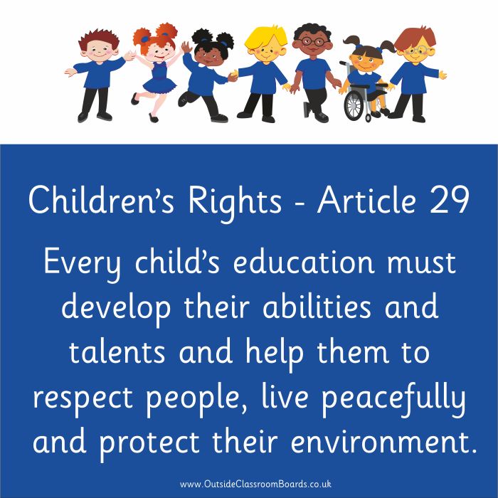 Children's Rights - Article 29 - Indoor and Outdoor Sign - Purple - English