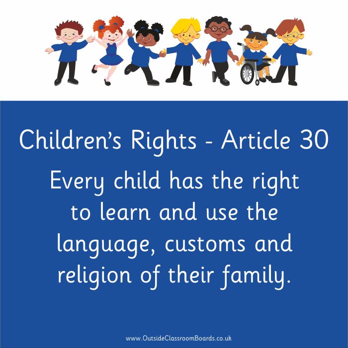 Children's Rights - Article 30 - Indoor and Outdoor Sign - Green - English
