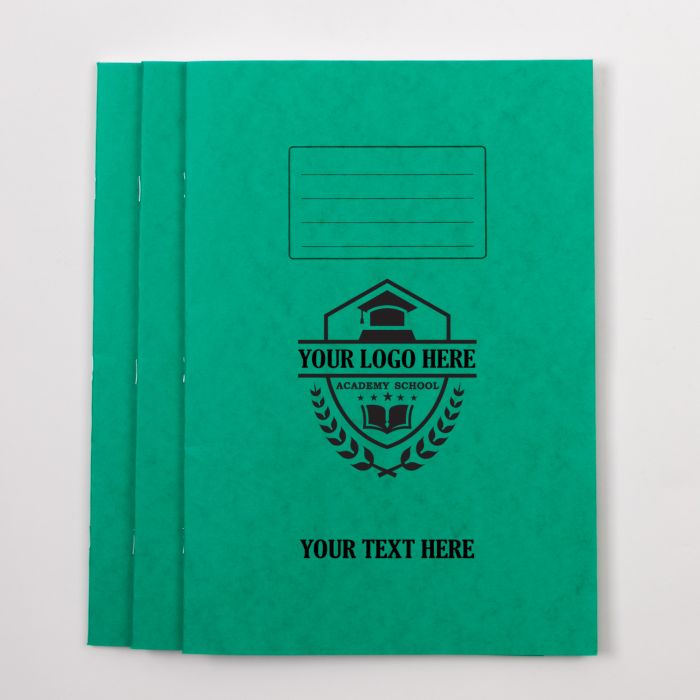  A4 Exercise Book 80P - 6mm Ruled with Margin- Green - Pk 50