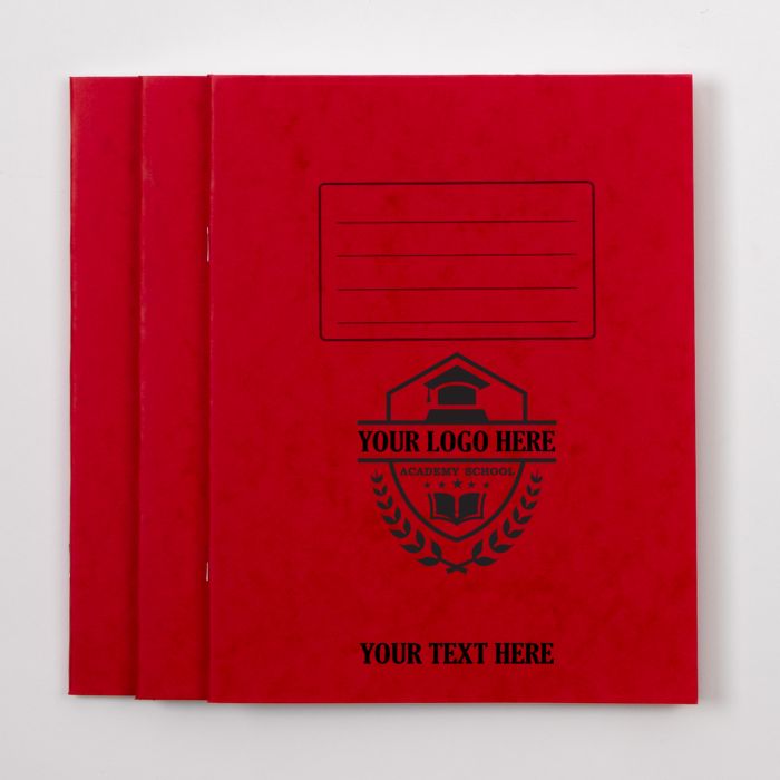 A4 Exercise Book 32p - 8mm Ruled With Margin- Red - Pk 100