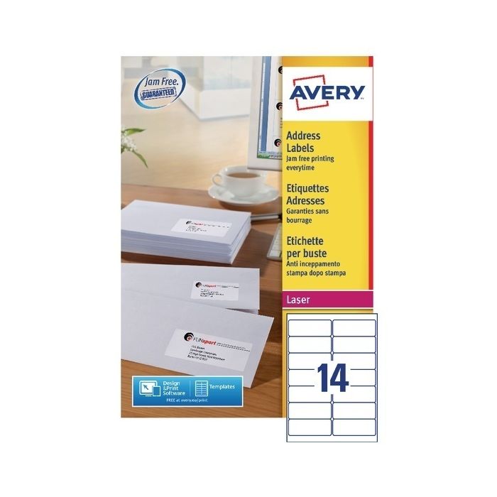 Avery Laser Labels - 14 Per Sheet L7163 - Pack of 500