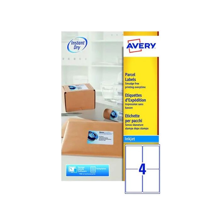 Avery Inkjet Labels - 4 Per Sheet J8169 - Pack of 25