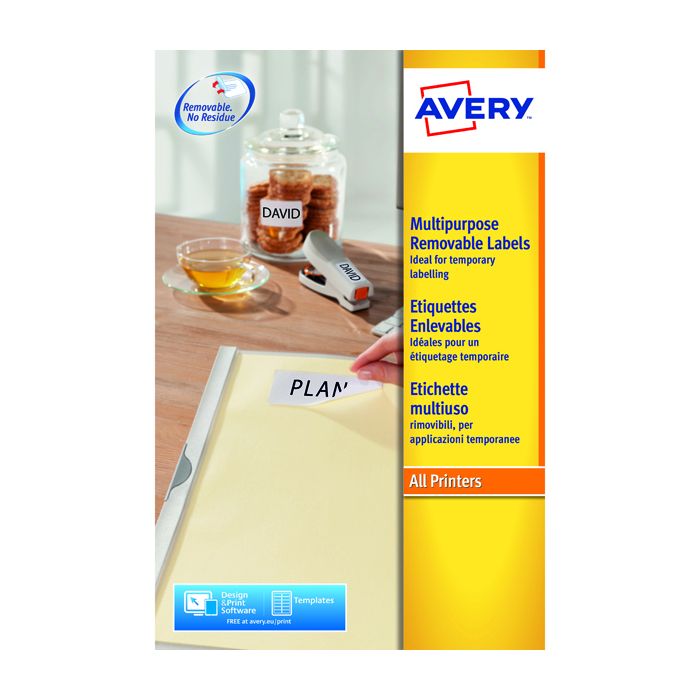 Avery Removable Laser Labels - 12 Per Sheet L4743REV - Pack of 25
