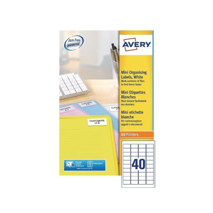 Avery Mini Laser Labels - 40 Per Sheet L7654 - Pack of 25