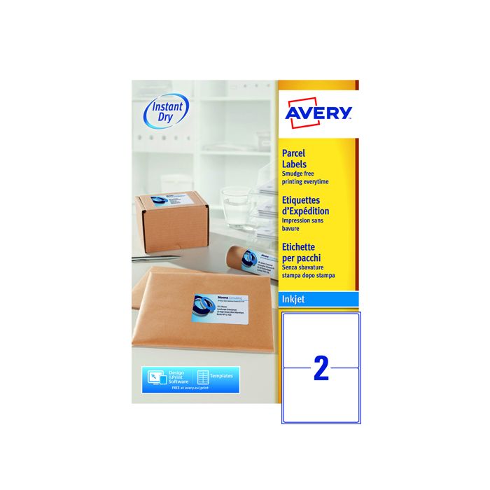 Avery Inkjet Labels - 2 Per Sheet J8168 - Pack of 100