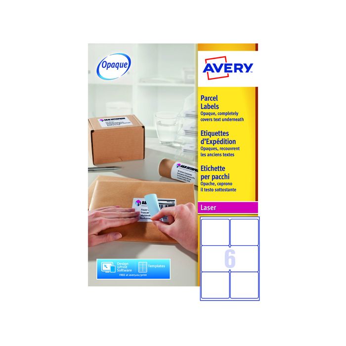 Avery Laser Labels - 6 Per Sheet L7166 - Pack of 100