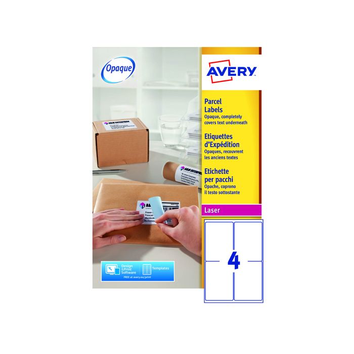 Avery Laser Labels - 4 Per Sheet L7169 - Pack of 100