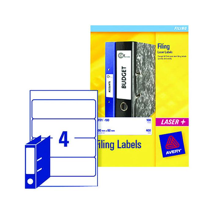 Avery Lever Arch Spine Labels White L7171 - Pack of 25
